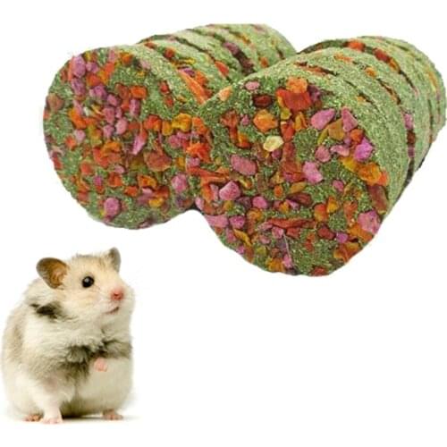 Pet Teeth Grinding Toys Hamster Rabbit Grass Cake Natural Small Animal Chew Toy Rabbits Teeth Treats