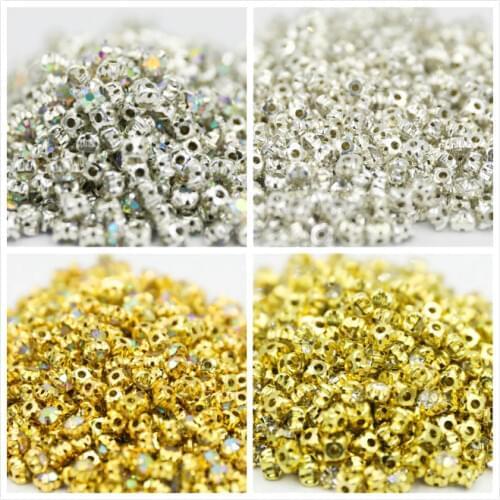 Round Shapes Silver & Gold Sew on Crystal Rhinestones With Claw стразы Glass Glitter Rhinestones For Garment Wedding Dress