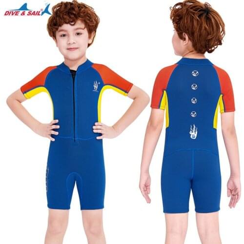 2.5MM Neoprene Wetsuit One-piece Swimwear Thermal Short-Sleeve Thickened Cold-Proof Snorkeling Surfing Child Boy Wetsuit