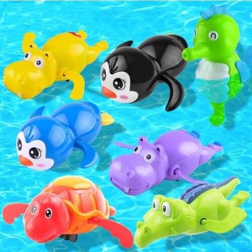 Single Sale Cute Cartoon Animal Tortoise Classic Baby Water Toy Infant Swim Turtle Wound-up Chain Clockwork Kids Beach Bath Toys
