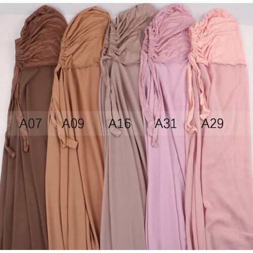 Wholesale underscarf custom plain instant chiffon hijab with inner jersey bonnet caps headscarf long cap shawl scarf