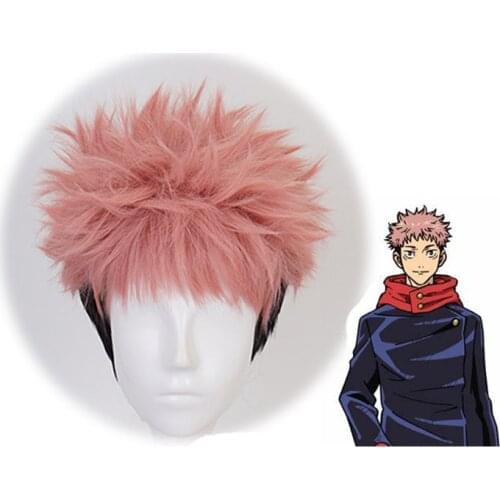 Anime Jujutsu Kaisen Pink Wigs Itadori Yuji Cosplay Wig Heat Resistant Synthetic Halloween Cosplay Prop Role Play Accessory