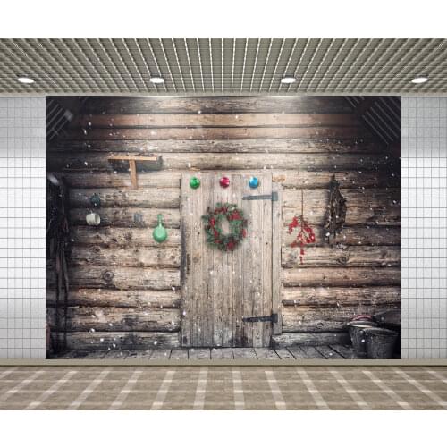Lyavshi Christmas Photography Backdrop Winter Snow Wreath Wooden House Holiday Party Decor Photo Background Photocall Studio