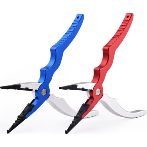 Aluminum Alloy Fishing Pliers Split Ring Cutters Fishing Holder Tackle with Sheath & Retractable Tether Combo Hooks Remover