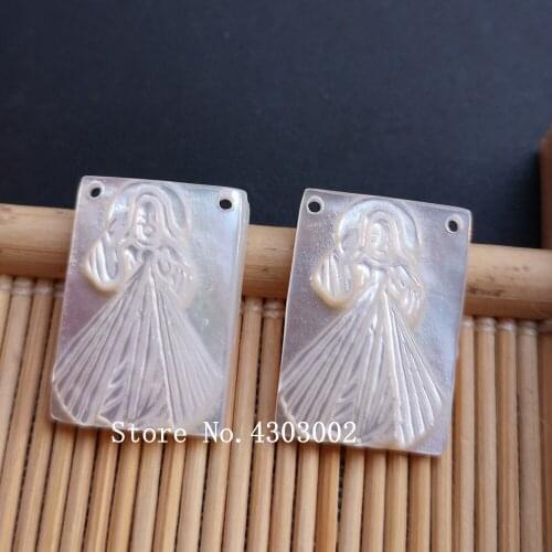 100pcs/lot 13x18mm Natural Rectangle Virgin Mary Mother of Pearl Shell Mary Pearl Shell MOP for DIY Jewelry