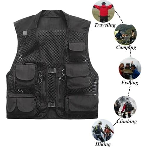 Ultralight Fishing Vest Quick-Drying Mesh Tactical Vest Warm Military Camping Vest Outdoor Men Waistcoats with Multi Pocket