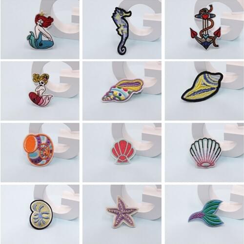 Embroidered Halobios Marine Organism Patches Women Lovely Girls Kids Iron On Patch Clothing Applique Sticker DIY Accessory BU191