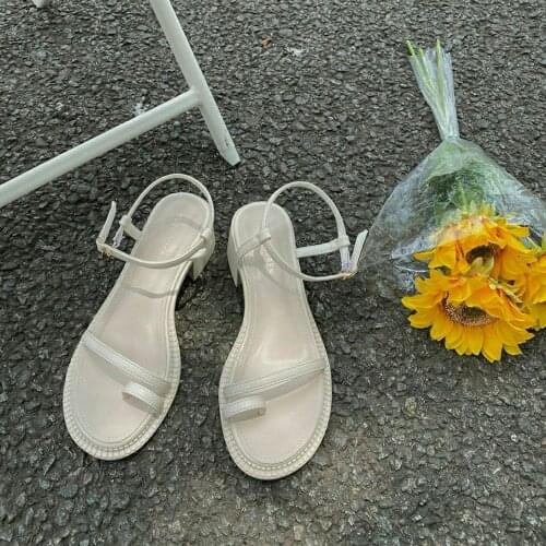 2021 Summer New Sandals Women Fashion Square Heel Open Heel Toe Belt Buckle Casual Open Toe Womens Shoes