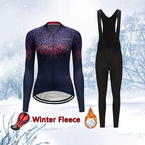 Women 2021 Winter Thermale Fleece Cycling Jersey Set Warm Suit Female Bicycle Clothing MTB Road Bike Clothes Dress Uniform Kit