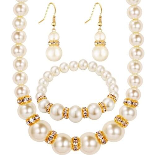 2 Styles 3 PC/Set Necklace Earrings Bracelet Pearl Set jewellery For Women Fashion Gift For Friends