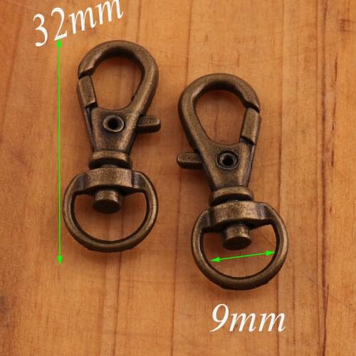 20 PCS Antique Bronze Lobster Swivel Clasps 9mm Hook Clasps Claws Carabiner Snap Buckle Gate Bag,Purse Strap Handbag Snap