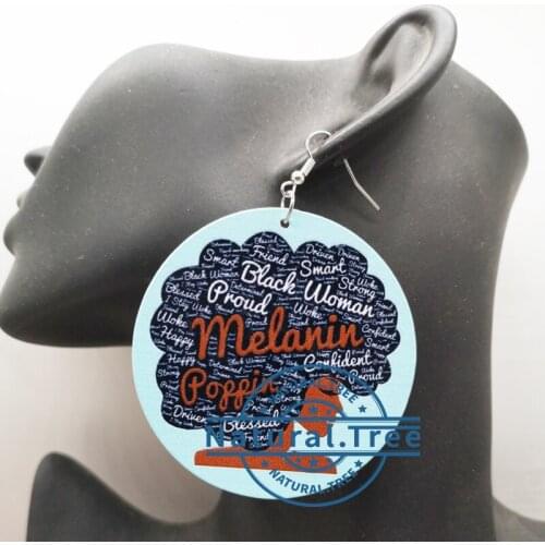 Free Shipping! Melanin Poppin Wooden Earrings