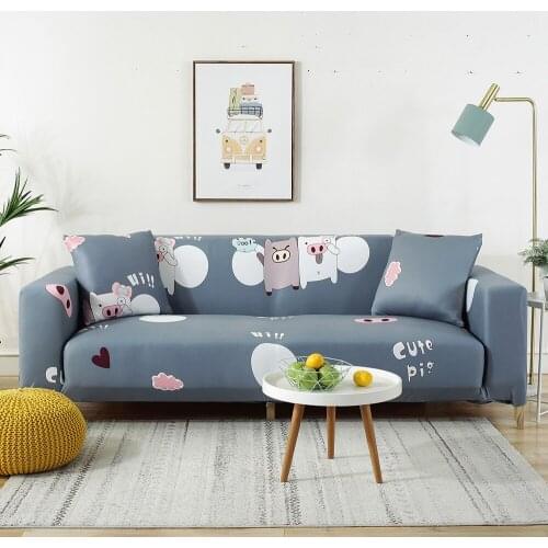 Printed lattice printing L-shaped living room sofa cover sofa cover dustproof elastic elastic corner sofa cover