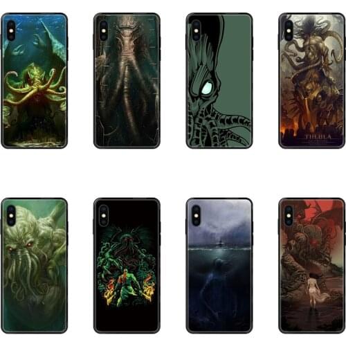 Sleeve Loves Cthulhu European Black Soft TPU Protector Phone Cases For Galaxy A5 A6 A7 A8 A10 A10S A20 A20S A20E A21S A30S A40