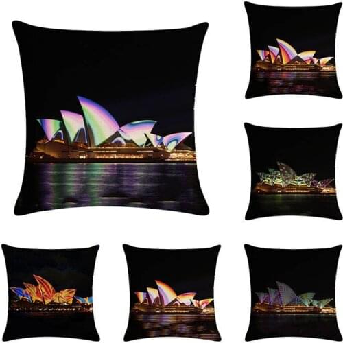 Australia Famous Building Cushion Cover Opera House 45cm*45cm Home Decorative Pillows Cover for Sofa Car Cojines ZY363