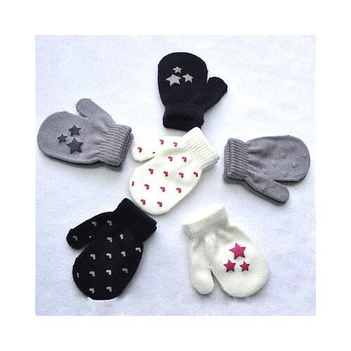 Spring Autumn Kids Dot Star Heart Pattern Mittens Boys Girls Soft Knitting Warm Gloves Fashion