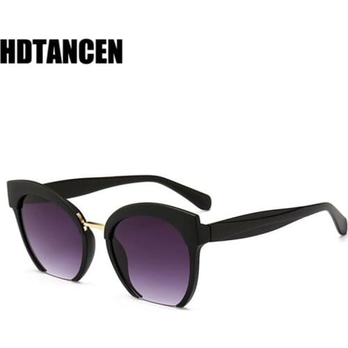 HDTANCEN Colored Half Frame Cat Eye Sunglasses Women Brand High Quality Eyeglasses Street Beat Shopping Oculos De Sol Gafas