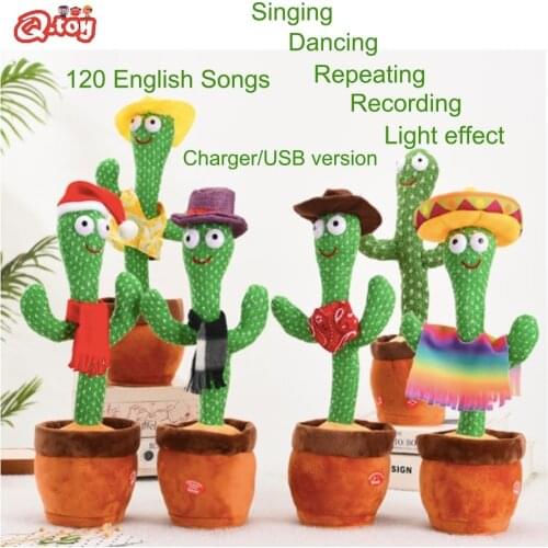 Cactus Perroquet Dancing Parrot Cactus Singing Record Repeat Plush Toy Electric Singing 120 Songs Twisting Luminous Speak