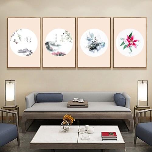 Chinese Style Flower Landscape Paint Art Canvas Fabric Poster Canvas Print Painting Wall Art Living Room Home Decoration