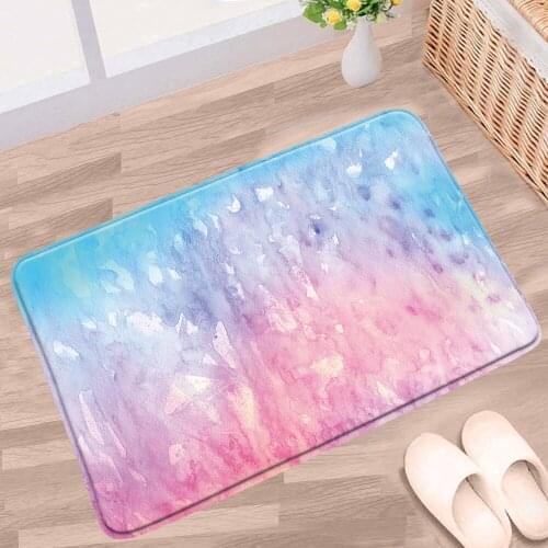 Colors Bath Mats Creative Water Color Smudge Gradient Pattern Non-slip Rugs Flannel Home Decor Bathroom Kitchen Entrance Carpet