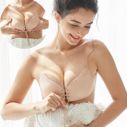 LALA Fashionable silicone bra bandage type small chest A becomes C cup Looks big strapless backless self-adhesive bra pink blue