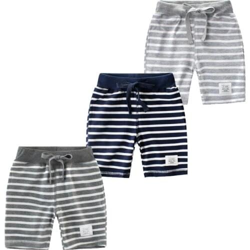 Summer 2020 new Korean childrens fashion mens Capris striped cotton pocket sports pants