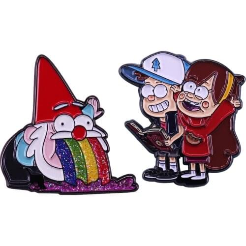 LT347 Rainbow Anime Icons Creativity Enamel Pins Badge for Backpack Collar Lapel Pin Hat Jewelry Birthday Gifts for Friends