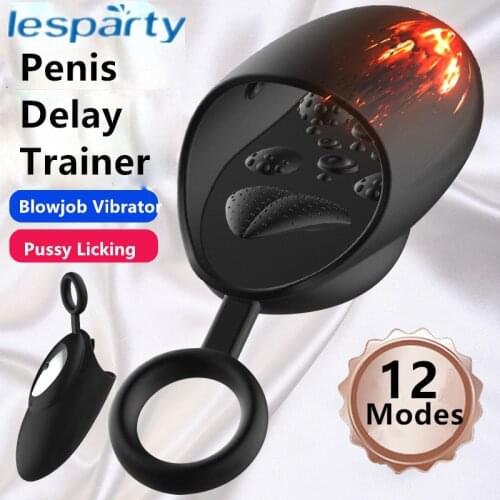 Blowjob Vibrator for Men Masturbator Automatic Deep Throat Penis Delay Trainer Oral Climax Pussy Licking Toys for Men Sex Shop