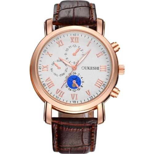 Men Quartz Watches Fashion Leather Chronograph Watch Clock for Gentle Mens Wristwatch Male Students Reloj Hombre