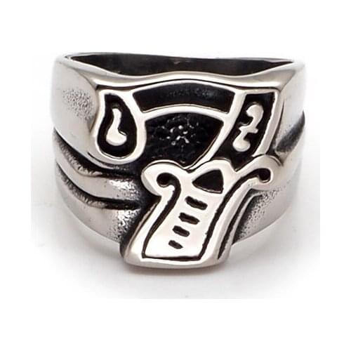 Free Shipping Wholesale Price Mens Silver Color Gothic 316L Stainless Steel Seven 7 Ring Jewelry