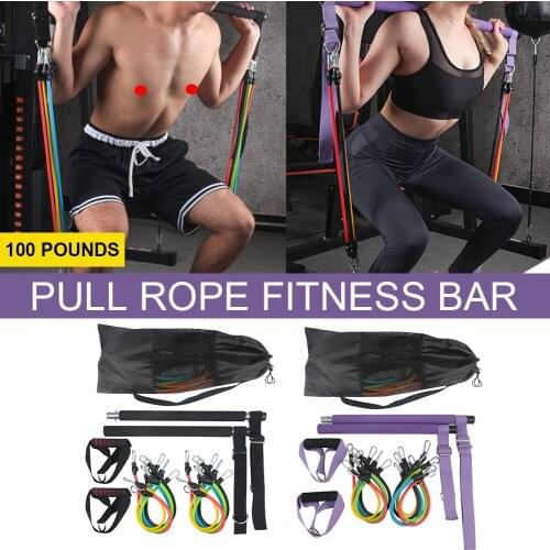 Resistance Bands Set Pilates Bar Yoga Elastic Band Portable Exercise Equipment for Home