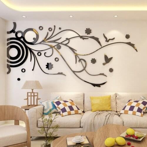 Wall Decor Decals For TV Background Living Room Wall Stickers 3D Linear Flower Vine Wallpaper Modern Style Home Decoration Mural