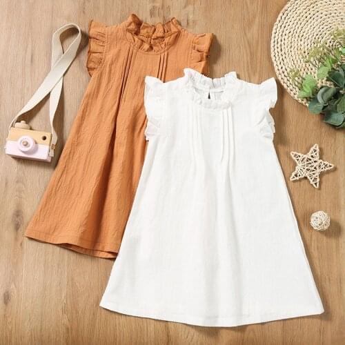 New 2021 Summer Baby Girls Sleeveless Dresses Kids Girl Cotton Princess Dress Clothing Kids Casual Fashion Dress 1-6Yrs