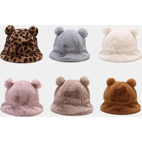 2021 New Winter Women Hat Artificial Fur Bucket Hats Soft Warm Faux Fur Pompoms Fisherman Hat Fashion Panama Cute Fishing Caps