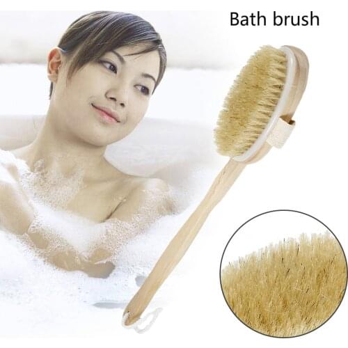 42x7cm Exfoliating Wooden Body Massage Shower Brush Natural Bristle Bath Brush SPA Woman Man Skin Care Body Back massage Brush