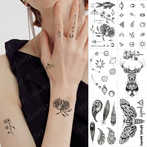 Waterproof temporary tattoo stickers on the body art temporary men tattoos lines rose fake tattoo stickers temporary tattoos