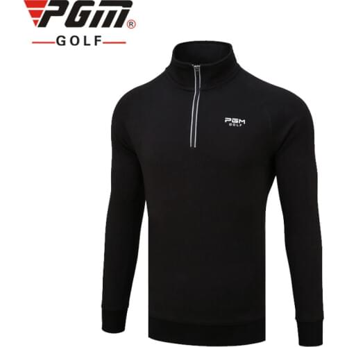 PGM Men Zipper Collar Black Brushed Golf Long Sleeve Shirt autumn winter windproof fleece warm golf sportswear mens clothing