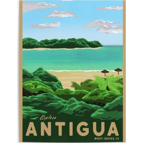 Canvas HD Printed Poster Travel Cartoon Seaside Tree View Home Decor Painting Wall Art Picture For Living Room Modular Framed