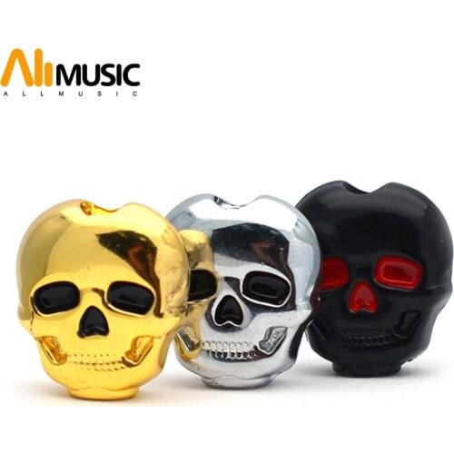 6pcs Plastic Skull Head Shape Guitar Tuning Peg Tuner Machine Head Replacement Button knob Handle Black/Chrome/Gold