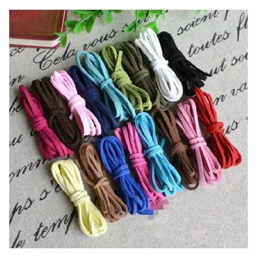 2.7MM 10m/lot Mixed Colors Faux Flat Suede Velvet Leather Cord Korea Lanyard Braided Rope DIY Handmade Rope Jewelry Accessories