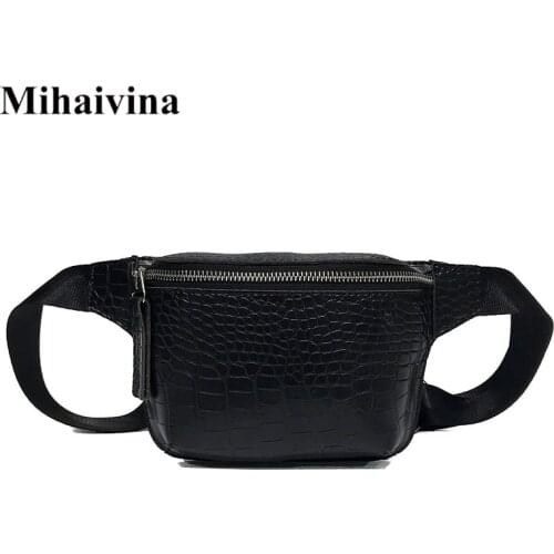 Mihaivina Alligator Leather Fanny Packs For Women Belt Bag Vintage Waist Pack Phone Pouch Bag Female Chest Handbag Zipper Wallet