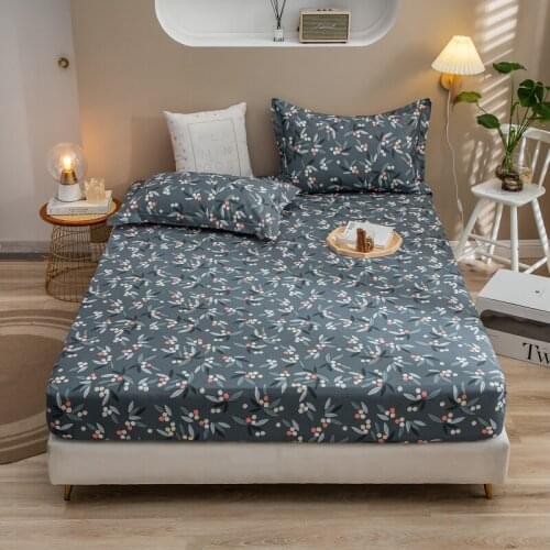 Floral 100%Cotton Fitted Sheet Elastic Round All-inclusive Bedspreads Household Washable Mattress Cover Sheet For Queen King Bed