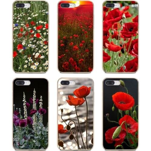 Red-Poppies-cornflowers-Print For Samsung Galaxy A9 A8 Star Lite A3 A5 A7 A6 Plus 2018 2015 2016 2017 Silicone Phone Skin Case
