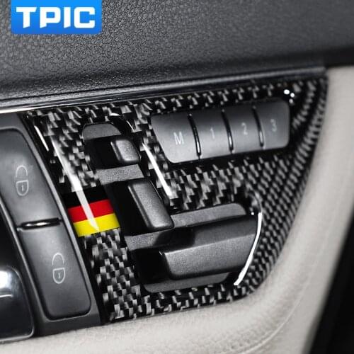 For Mercedes C Class W204 2007-2013 Carbon Fiber Modification Car Interior Stickers Seat Adjust Button Knob Switch Panel Covers