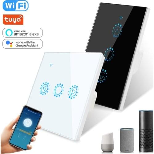 Tuya WiFi Smart Dimmer Switch EU US Standard Touch Sensor Remote Control Wall Light Switch Support Alexa Google Voice Control