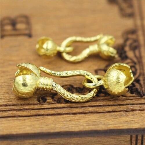 Vintage Quality Gold Color Brass Necklace Flower End Clasps Hooks Connector DIY Jewelry Findings Accessories