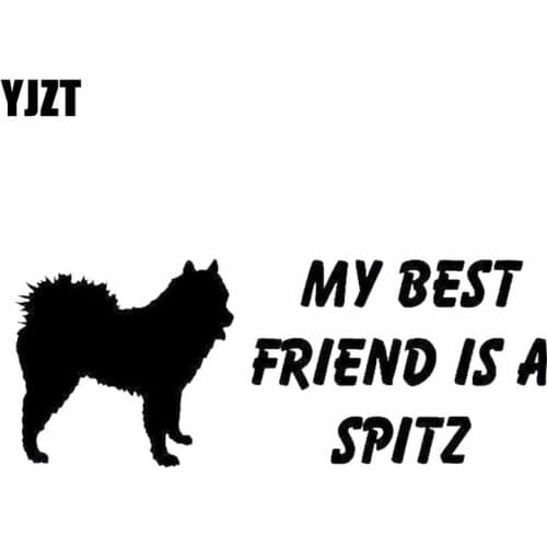YJZT 18CM*6.7CM My Best Friend Is A Spitz Dog Vinyl Fashion Car Sticker Black/Silver C2-3207