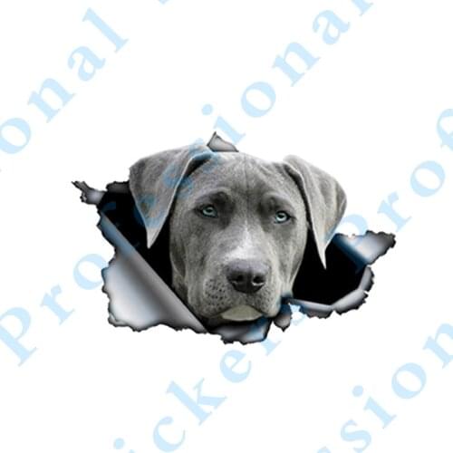 Funny 13cm x 8.6cm Grey Weimaraner Car Sticker Torn Metal Decal Reflective Stickers Waterproof 3D Car Styling Pet Dog Decal
