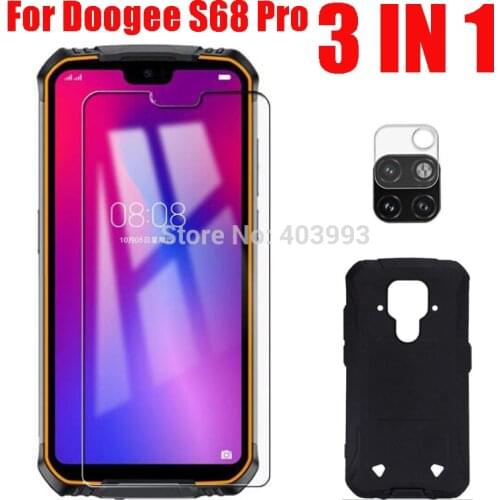 3-in-1 Case Glass For Doogee S68 Pro Screen Protector Glass Full Protection on For Doogee S68 Pro Camera Lens Glass