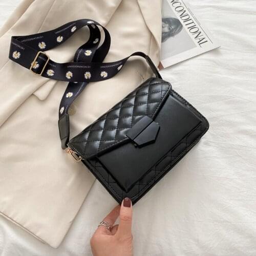 Palid PU Leather Women Shoulder Flap Bag Fashion Wide Strap Ladies Messenger Bag Solid Color Elegant Design Small Handbags